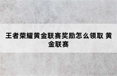 王者荣耀黄金联赛奖励怎么领取 黄金联赛